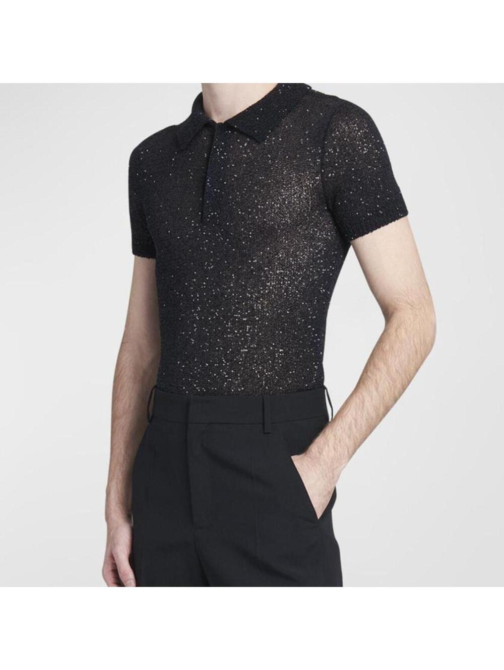 Valentino black Men's Sequin Polo shirt size M